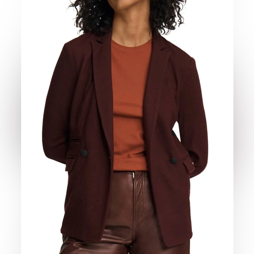 Rag & Bone Burgundy Wool Blazer Size 10 Tailored Double-Breasted Fall Essential - Picture 1 of 11